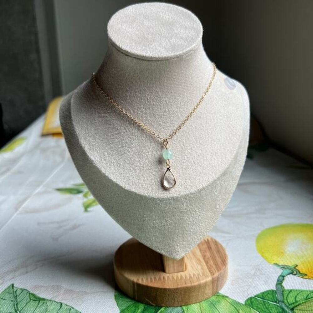 Jade Necklace, Quartz Necklace, Chrysoprase, Minimalist, Dainty, Mint, Casual
